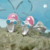 Paar Ohrstecker Stecker Schuhe Pantoffeln aus 925 Silber rosa-hellblau