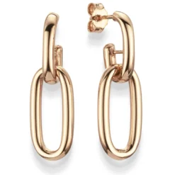 Paar Paperclip Creolen Ohrhänger Hängerstecker 30x11,5mm aus 585 Gold Rotgold