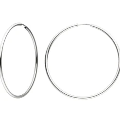Paar runde XL Creolen aus 585 Gold Weißgold Ø 48mm Ohrringe Ohrschmuck Damen