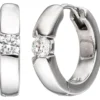 Paar Solitär Creolen 15,6mm Ohrringe weiße Zirkonia 925 Sterlingsilber Damen