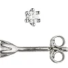Paar Solitär Ohrstecker, weiße Zirkonia 3,2mm, 925 Silber Ohrschmuck für Damen