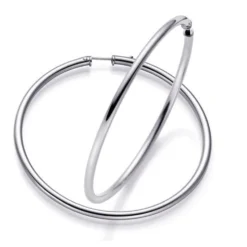 Paar XL Creolen 65mm große Ohrringe Ohrschmuck aus 585 Gold Weißgold für Damen