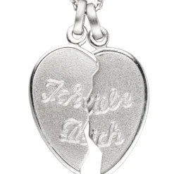 Partneranhänger Anhänger 20,5x22,8mm Herz zum Teilen Ich Liebe Dich 925 Silber
