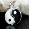 Partner Anhänger 16mm Yin-Yang aus echtem 925 Silber lackiert Unisex