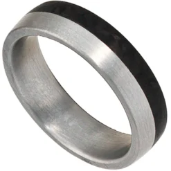 Partnerring Ring Edelstahl mit Carbon, Freundschaftsring, Unisex