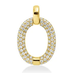 Pavé Anhänger aus 750 Gelbgold 84 Brillanten 0,75ct TW-VSI 24,5x15,8mm mit Öse