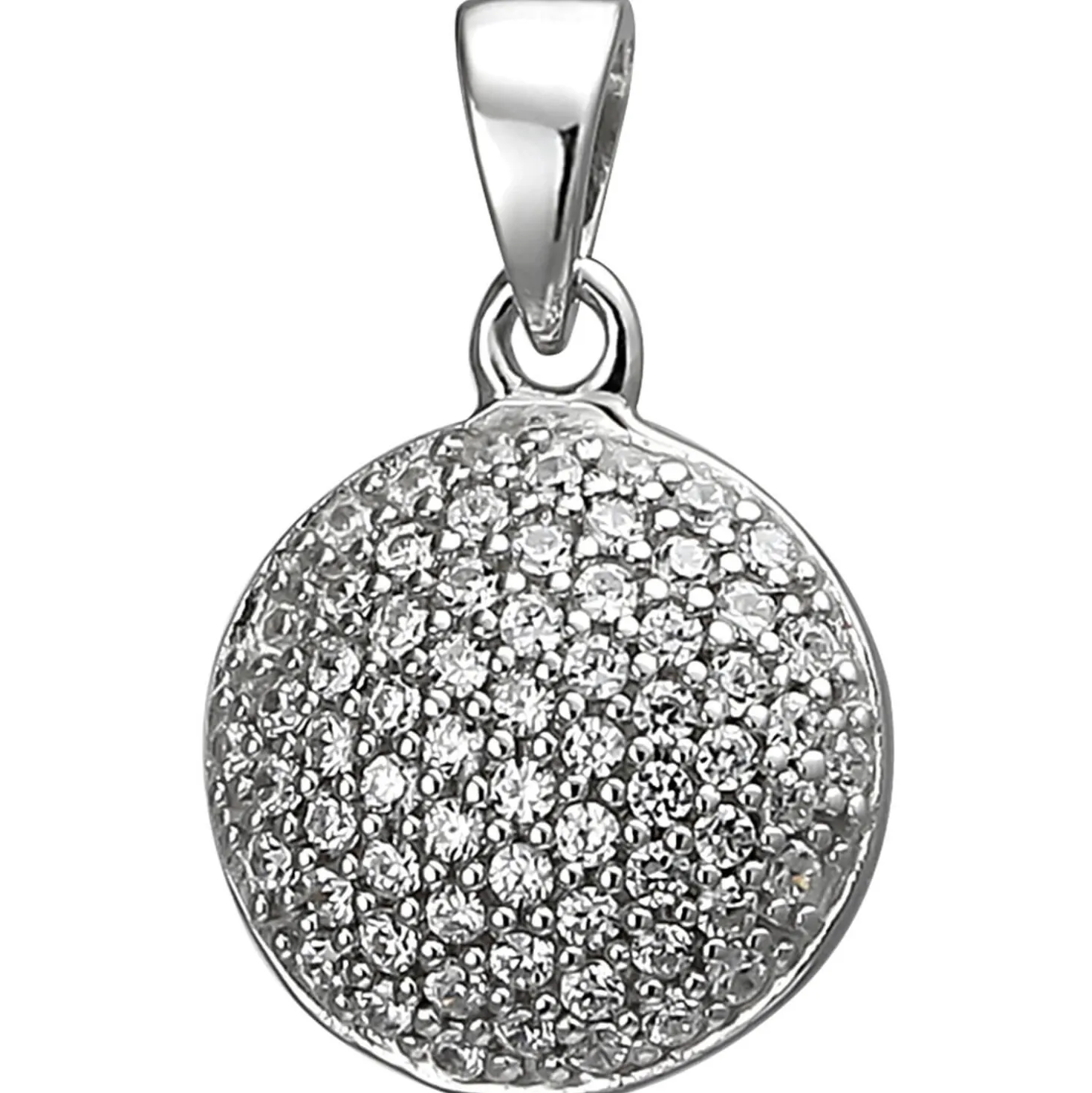 Pavé Anhänger rund Ø10,7mm 925 Silber mit 66 Zirkonia Silberanhänger Halsschmuck