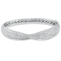 Pavé Armreif aus 750 Weißgold 449 Brillanten 5,29ct TW-VSI/SI 48x58mm