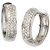 Pavé Creole Creolen 4,1mm mit 50 Diamanten 0.25Ct Brillanten 585 Weißgold Damen
