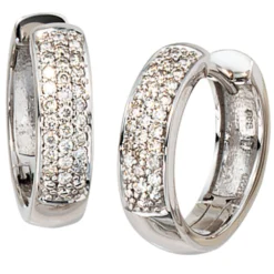 Pavé Creole Creolen 4,1mm mit 50 Diamanten 0.25Ct Brillanten 585 Weißgold Damen