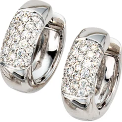Pavé Creole Creolen 5,6x14,5mm mit 108 Diamanten 0.6Ct 585 Weißgold