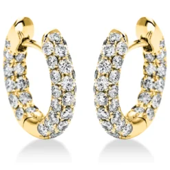 Pavé Creolen aus 750 Gold Gelbgold 84 Brillanten 1,46ct TW-VSI 14,8x2,9mm