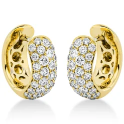 Pavé Creolen aus 750 Gold Gelbgold 60 Brillanten 0,84ct TW-SI 12,7x4,8mm