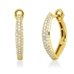 Pavé Creolen aus 750 Gold Gelbgold 104 Brillanten 0,41ct TW-SI 19,1x3,1mm