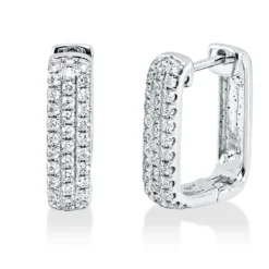 Pavé Creolen aus 750 Gold Weißgold 74 Brillanten 0,46ct W-SI 14,8x4mm