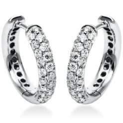 Pavé Creolen aus 750 Gold Weißgold 56 Brillanten 0,51ct TW-VSI 14,7x3mm