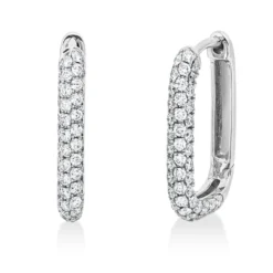 Pavé Creolen aus 750 Gold Weißgold 122 Brillanten 0,87ct TW-SI 17x2,4mm