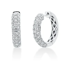 Pavé Creolen aus 750 Gold Weißgold 56 Diamanten 2,08ct TW-SI 20,5x4,6mm
