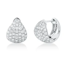 Pavé Creolen aus 585 Gold Weißgold 84 Diamanten 1,41ct TW-SI 14,4x11mm