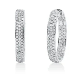 Pavé Creolen aus 750 Weißgold 240 Brillanten 4,06ct TW-VSI 34,7x5,9mm