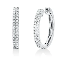Pavé Creolen aus 750 Weißgold 68 Brillanten 0,61ct TW-SI 19,6x2,9mm