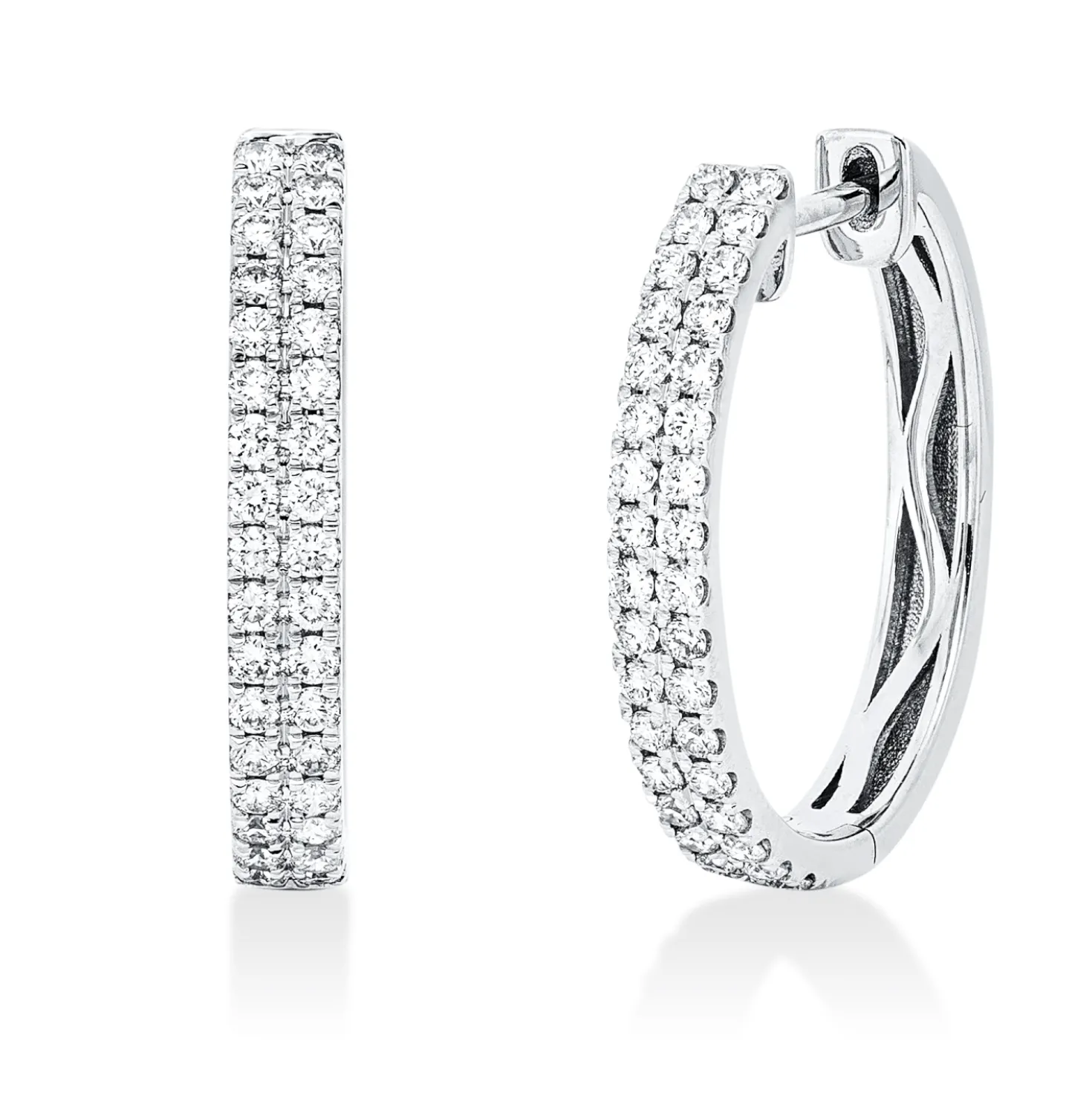 Pavé Creolen aus 750 Weißgold 68 Brillanten 0,61ct TW-SI 19,6x2,9mm