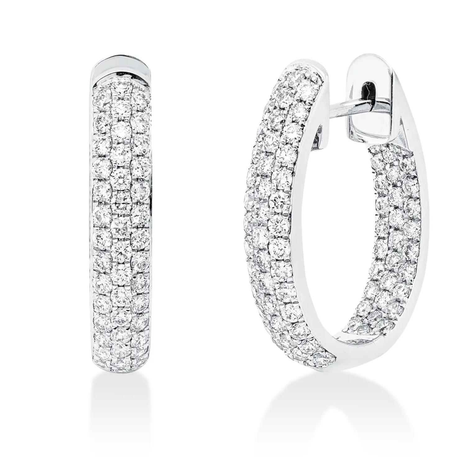 Pavé Creolen aus 750 Weißgold 142 Brillanten 1,22ct TW-SI 19,6x3,8mm