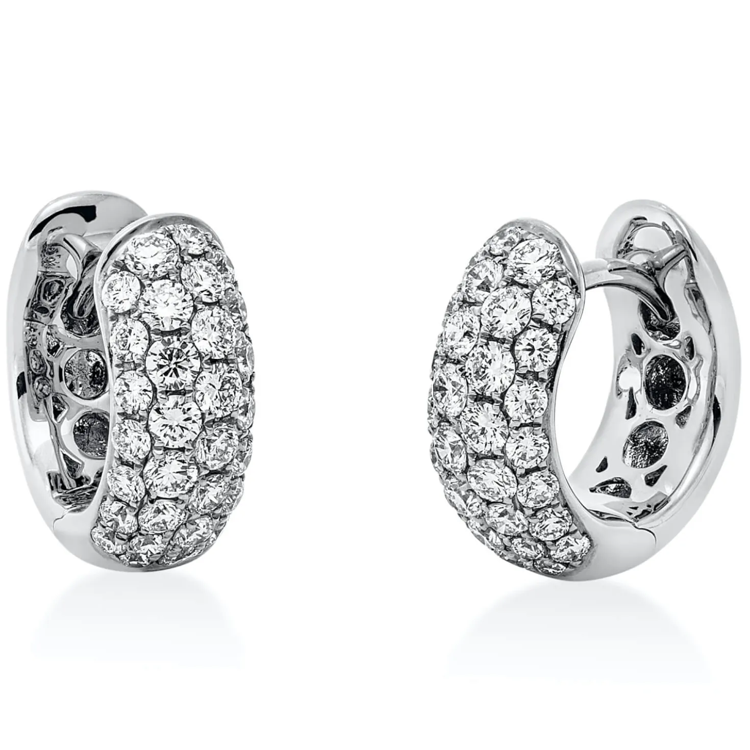 Pavé Creolen aus 750 Weißgold 60 Brillanten 0,87ct TW-VSI 12,7x4,7mm