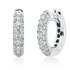 Pavé Creolen aus 750 Weißgold 50 Brillanten 1,12ct TW-VSI 15,8x3,5mm