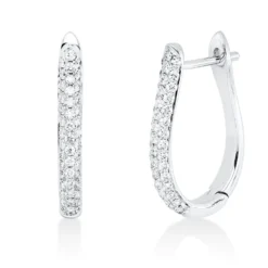 Pavé Creolen aus 750 Weißgold 92 Brillanten 0,4ct TW-VSI 18,3x2,4mm