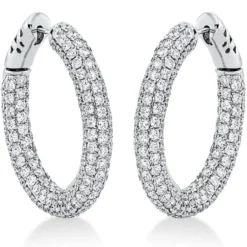 Pavé Creolen aus 750 Weißgold 352 Brillanten 6,39ct TW-VSI 29,2x4,1mm