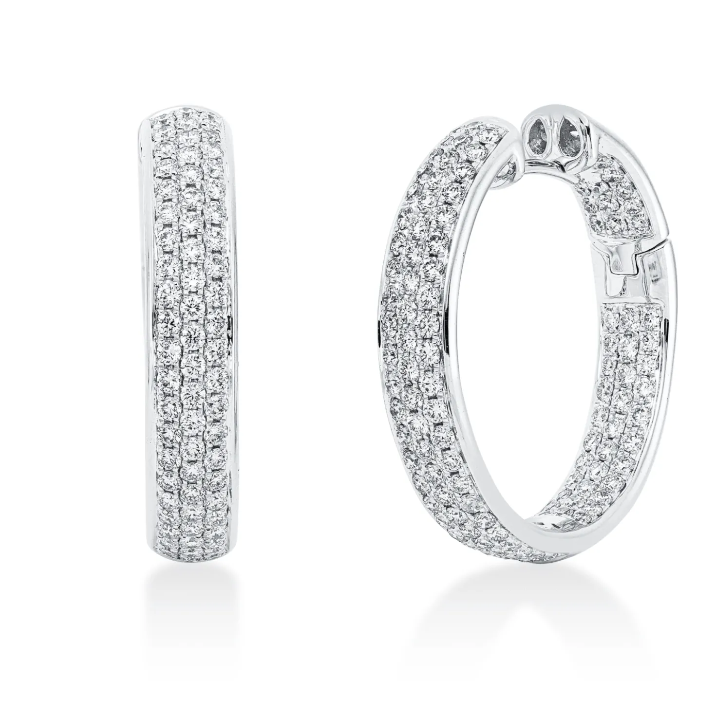 Pavé Creolen aus 750 Weißgold 224 Brillanten 1,96ct TW-VSI 25,3x4,9mm