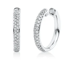Pavé Creolen aus 750 Weißgold 66 Brillanten 0,51ct TW-VSI 20,2x3,1mm