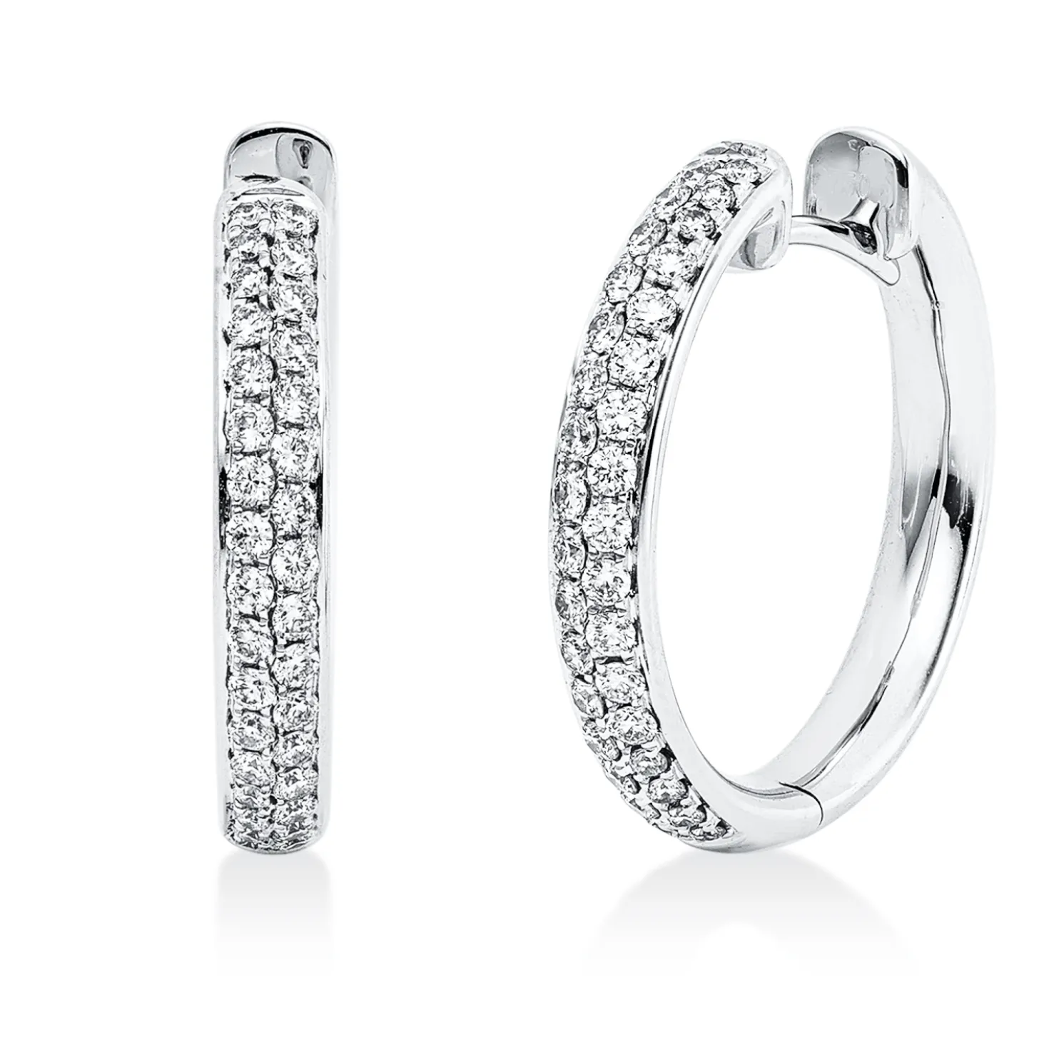 Pavé Creolen aus 750 Weißgold 66 Brillanten 0,51ct TW-VSI 20,2x3,1mm