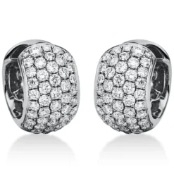 Pavé Creolen breit aus 750 Weißgold 90 Brillanten 1,3ct TW-VSI 13,9x8,1mm