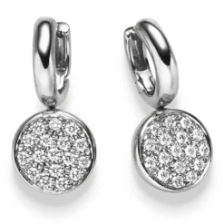 Pavé Ohrringe Creolen 11,5mm 585 Weißgold mit 34 Diamanten 0,50ct TW-SI