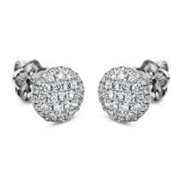 Pavé Ohrstecker aus 750 Weißgold 74 Brillanten 0,9ct TW-VSI 9,4x9,4mm