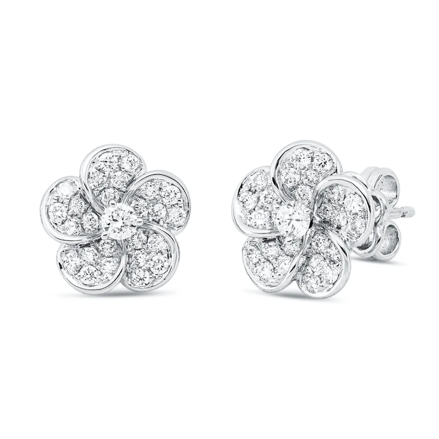 Pavé Ohrstecker aus 750 Weißgold 52 Brillanten 0,58ct TW-VSI 10,3x10,6mm