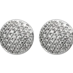 Pavé Ohrstecker rund Ø8,4mm 925 Silber mit 74 Zirkonia Ohrringe Ohrschmuck