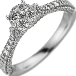 Pavé Ring aus 585 Gold Weißgold mit 119 Diamanten Brillanten 1,02 Ct W-si