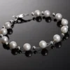 Perlenarmband, Armband aus echten Perlen, weiß creme-weiß, Damen