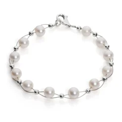 Perlenarmband, Armband aus echten Perlen, weiß creme-weiß, Damen