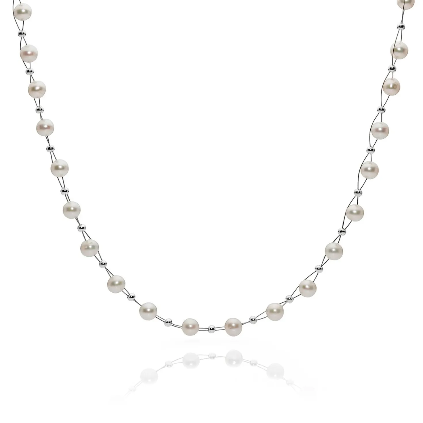 Perlenkette Kette Collier Halskette echte Perlen creme-weiß Hochzeit Brautschmuck für Damen