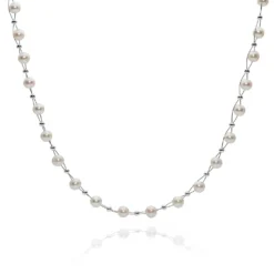 Perlenkette Kette Collier Halskette echte Perlen creme-weiß Halsschmuck Damen