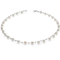 Perlenkette Kette Collier Halskette echte Perlen creme-weiß Halsschmuck Damen