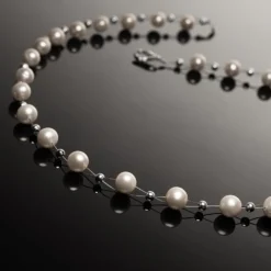 Perlenkette Kette Collier Halskette echte Perlen creme-weiß Halsschmuck Damen