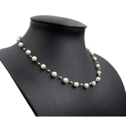 Perlenkette Kette Collier Halskette echte Perlen creme-weiß Halsschmuck Damen