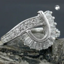 P Form - Ring Damenring mit Zirkonia 925 Silber rhodiniert