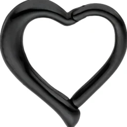Piercing Segmentring, Herz, klappbar, Edelstahl schwarz lackiert Körperschmuck