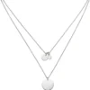 2-reihige Halskette Collier 2 Gravur-Platten & Zirkonia Anhänger 925 Silber 44cm